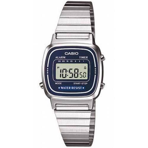 Image of Casio LA670WEA-2EF dameur i sølv med blå urskive